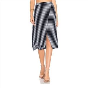 Lovers + Friends Take Me Away Wrap Midi Skirt in Nautical Navy Stripe Sz Medium